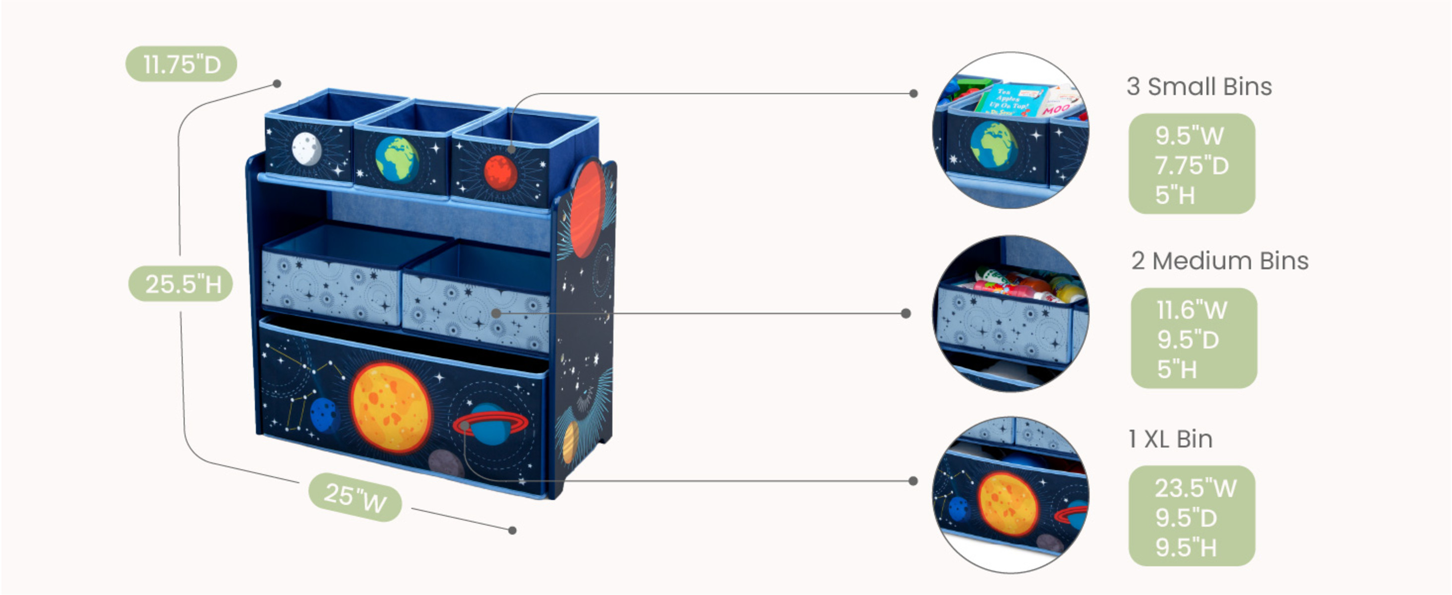 Delta Children Space Adventures 6 Bin Design and Store Toy