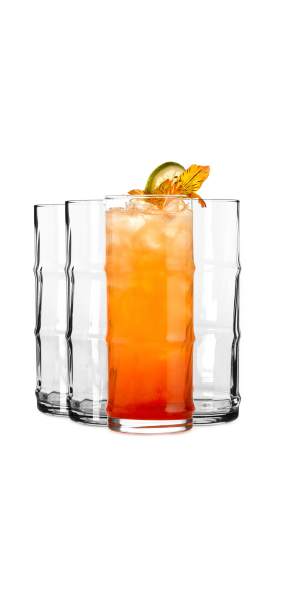 Libbey Tiki Bamboo Hi-Ball Glasses, 16-ounce, Set of 4