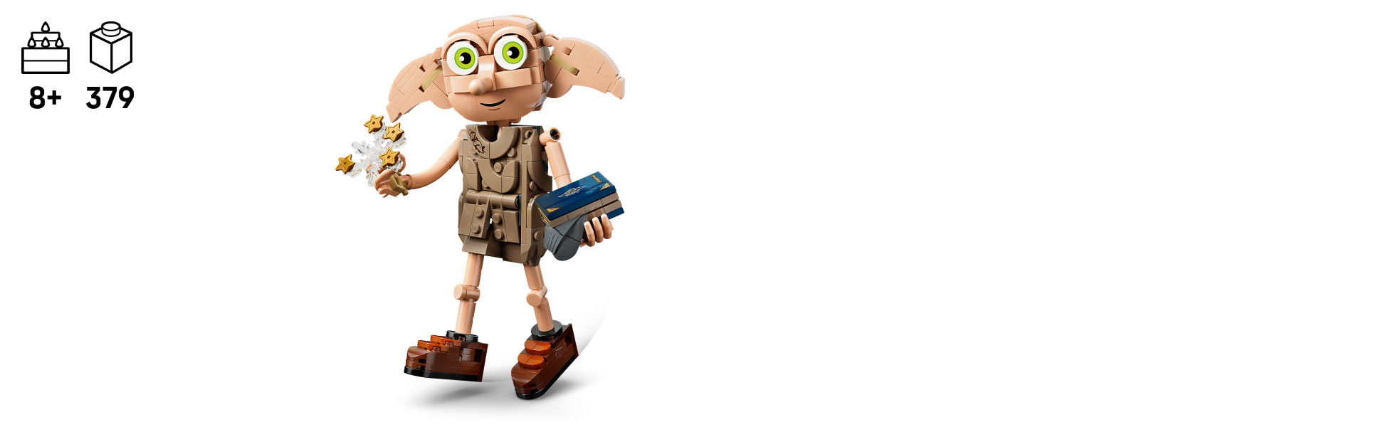 Recreate Harry Potter movie scenes with the Dobby figure and assorted accessories, including Tom Riddle’s diary with a fabric sock inside.