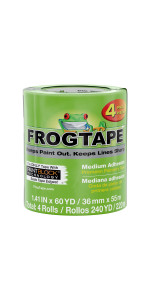 FrogTape Delicate Surface Painter&s Tape, Yellow, 1.41 Inches x 60 Yards, 4 Pack