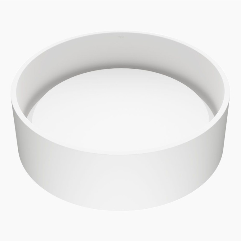 VIGO Anvil White Matte Stone™ Above Counter Vessel Bowl Round Bathroom Sink