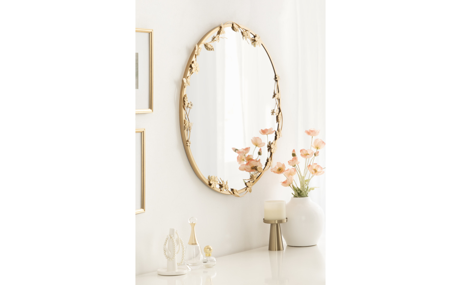 Kate and Laurel Rosella Modern Ornate Round Wall Mirror, 26 Inch