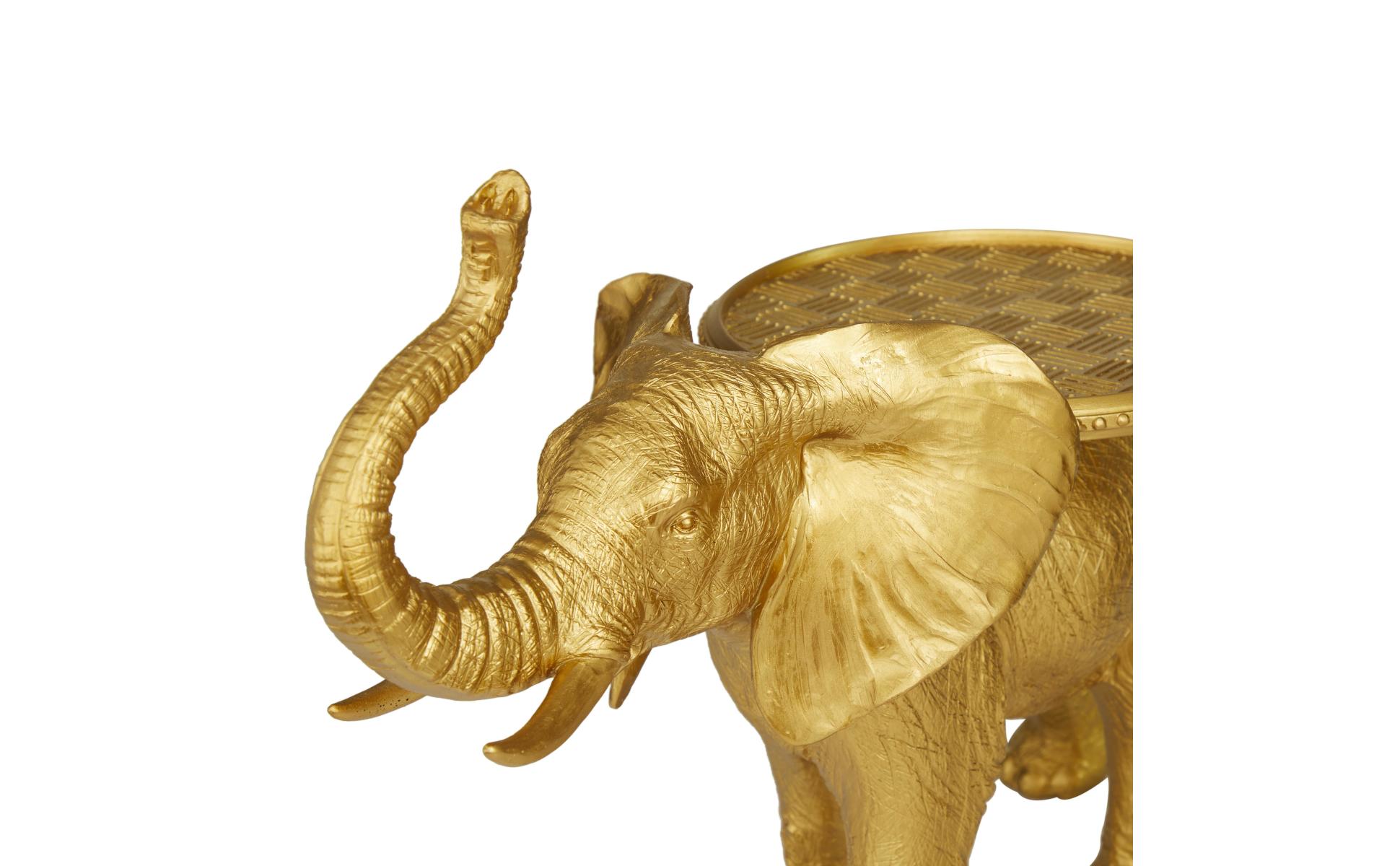 Litton Lane 11 in. x 18 in. Gold Resin Elephant Sculpture
