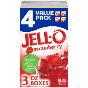 Jell-O Strawberry Gelatin Dessert Mix Value Pack, 4 ct Pack, 3 oz