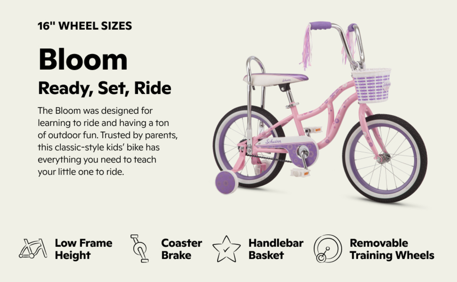 Training Wheels Schwinn 16 Inch Bloom Girls Bike Schwinn 16