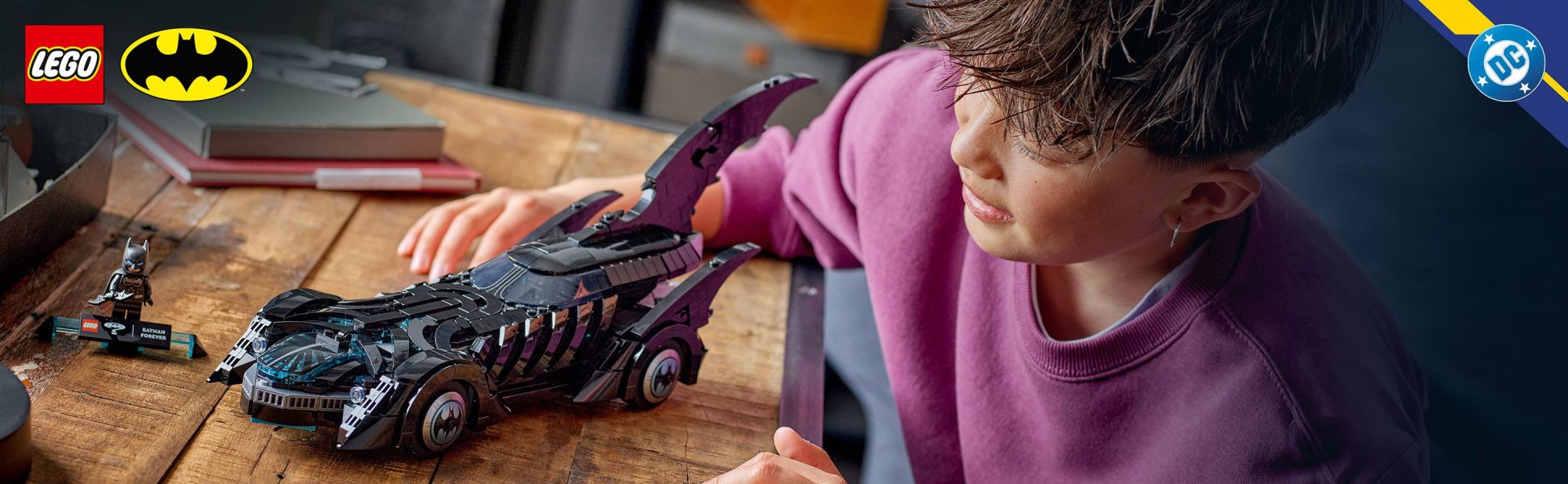 This authentic build-play-and-display set lets kids recreate the iconic Batmobile from the classic movie Batman Forever .