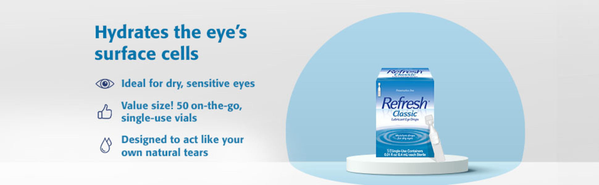 Refresh Classic Preservative-Free Eye Drops Single-Use Containers, Count of  50 (Pack of 1)