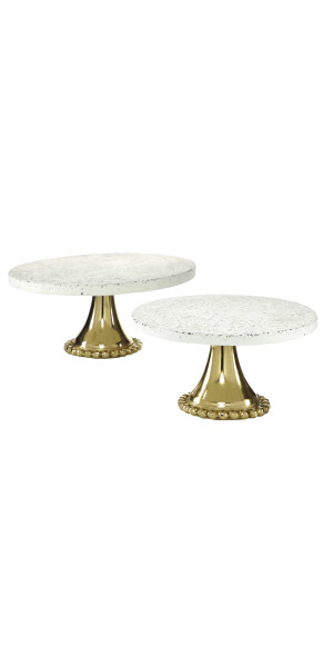 Marble Cake Stand with Golden Base