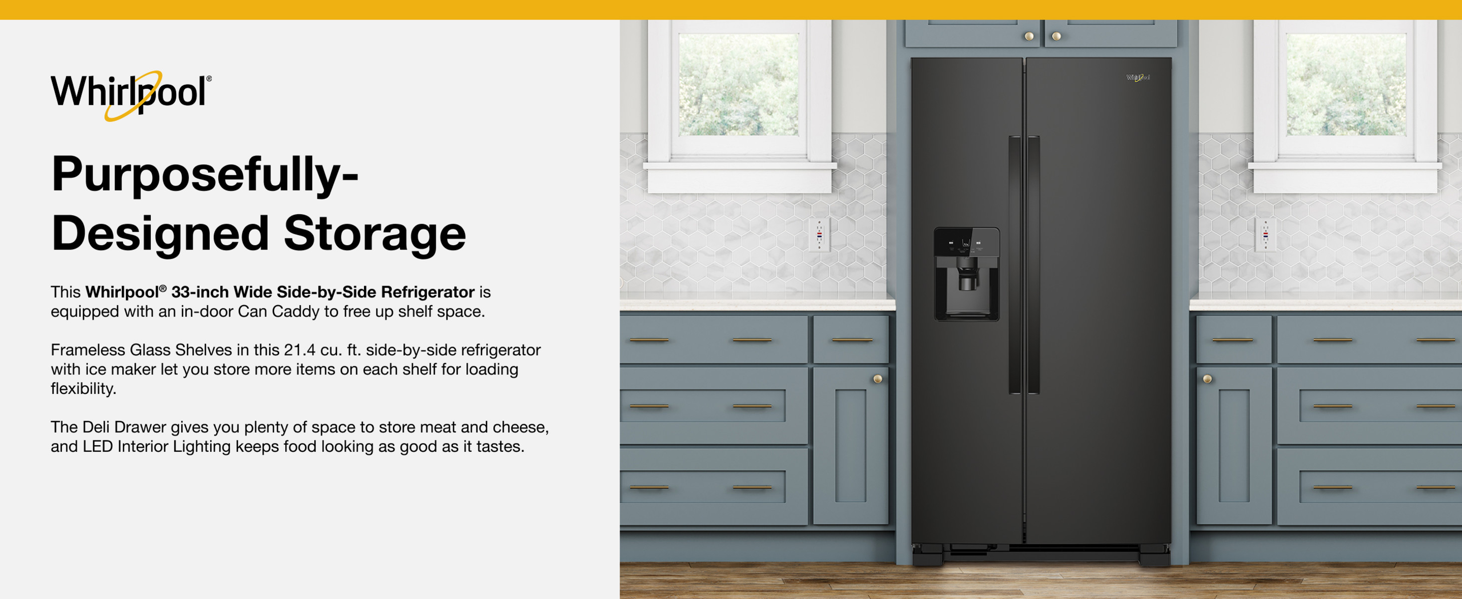 Whirlpool 21.4 cu. ft. Side by Side Refrigerator in Black