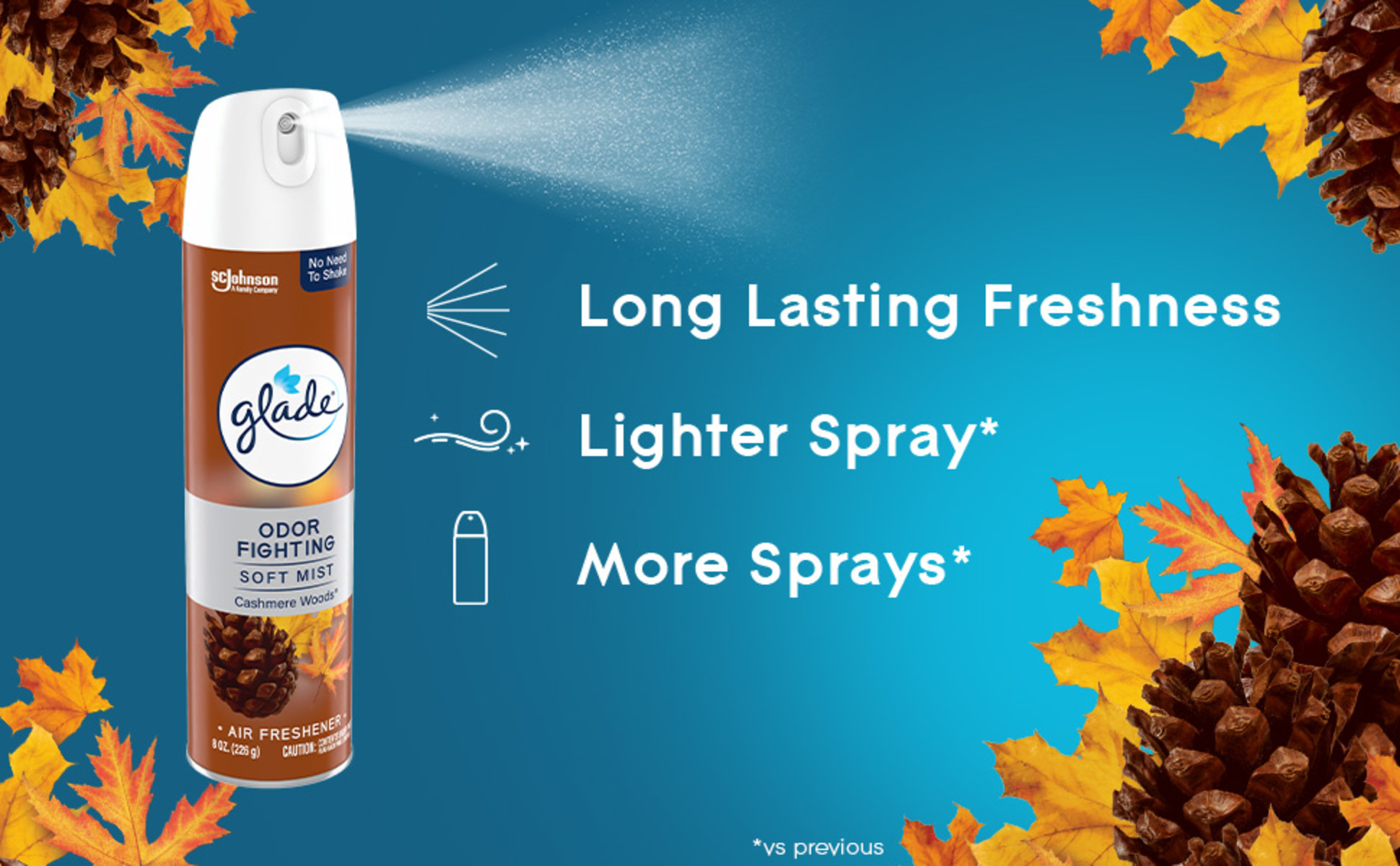 Glade 8 oz. Cashmere Woods Scent Air Freshener Spray (6-Pack) 377335