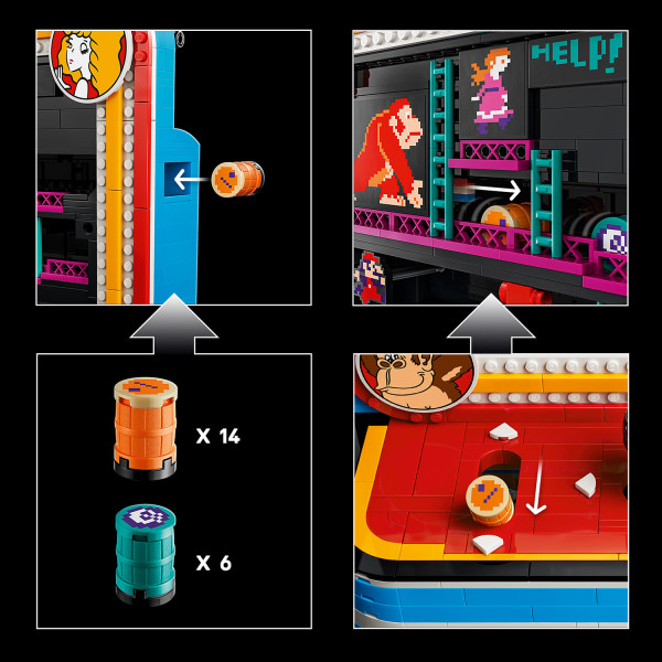 Pull the lever for Donkey Kong to ‘throw’ barrels one after the other.