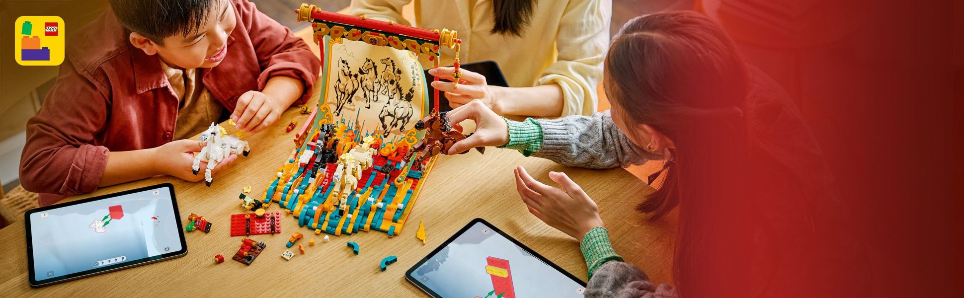The LEGO Builder app offers a fun and collaborative Build Together experience when making this set.