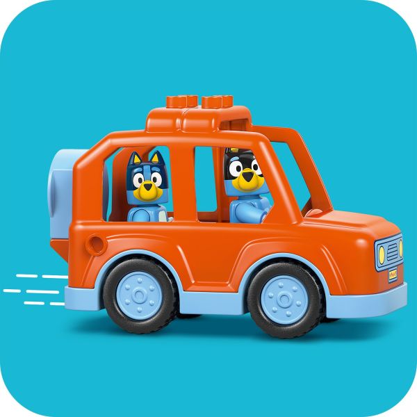 Drivable vehicle toy fits both LEGO DUPLO figures.