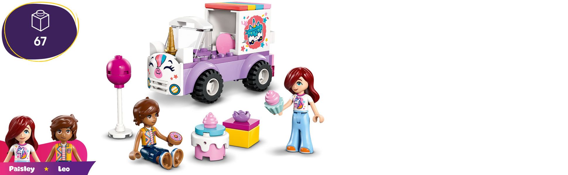 Kids practice creative storytelling as they build and play with this unicorn car toy that comes with a birthday cake to deliver.