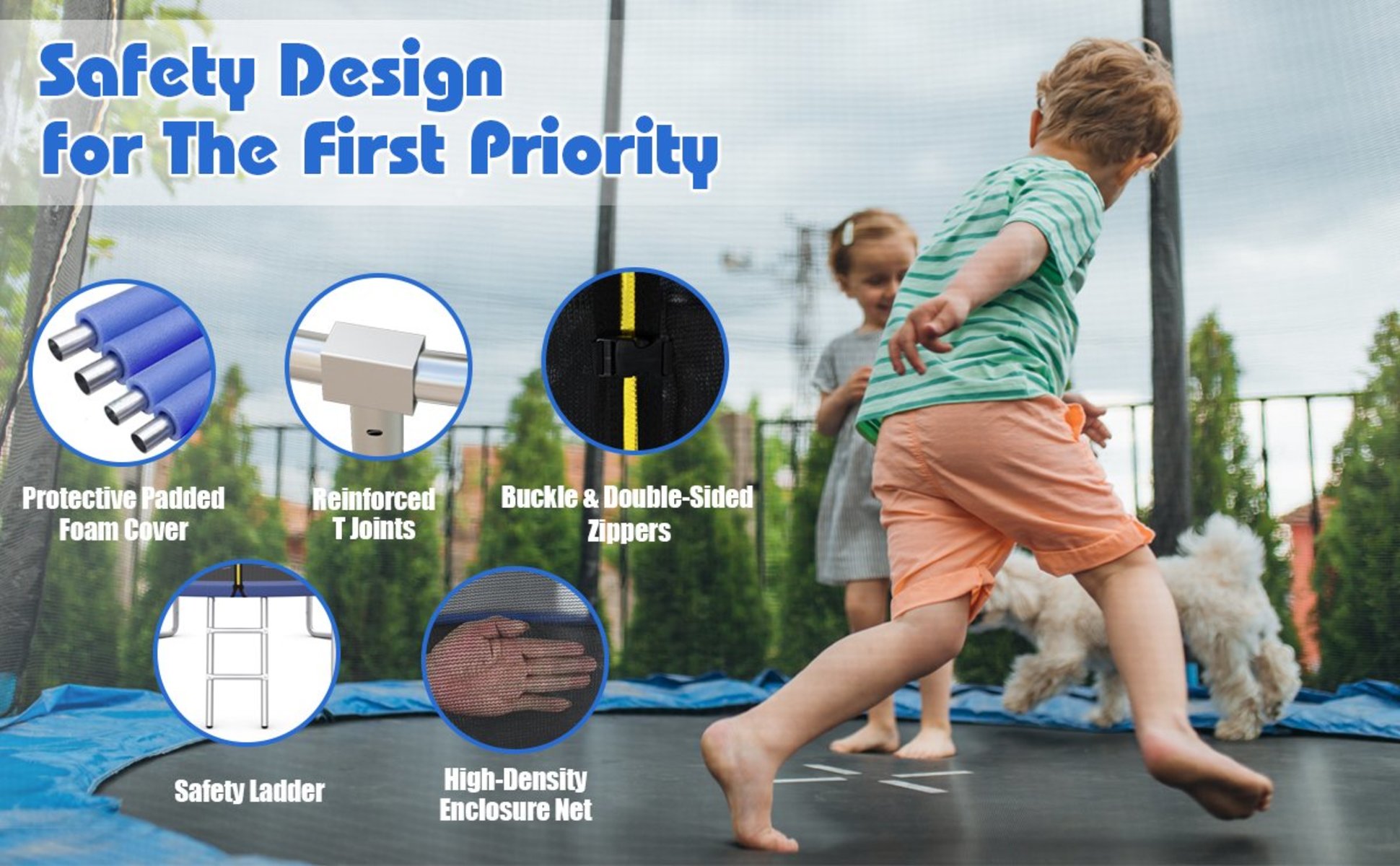 10-FEET/OF THE KIDS,BY THE KIDS,FOR THE… Kids Trampoline, 5FT Adjustable Toddler Trampoline with