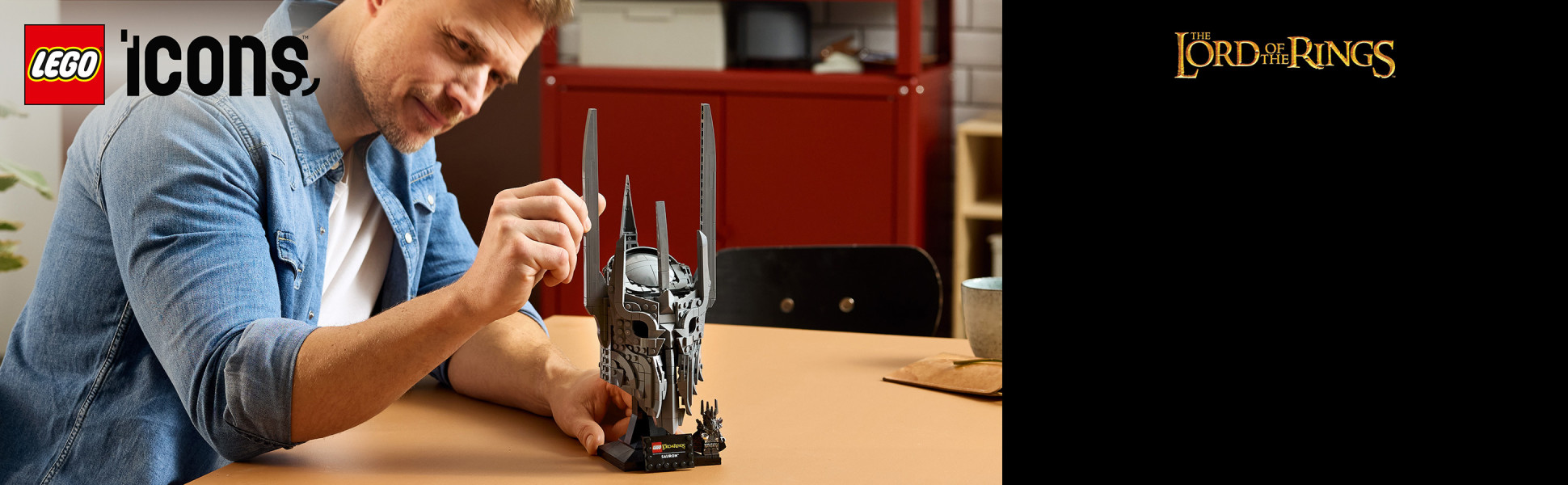Dive into the fantasy world of Middle-earth with the LEGO Icons The Lord of the Rings: Sauron’s Helmet building set for adults.