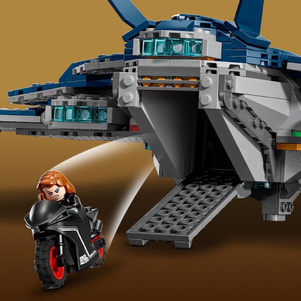 Ride the motorcycle in and out of the Quinjet’s rear door.