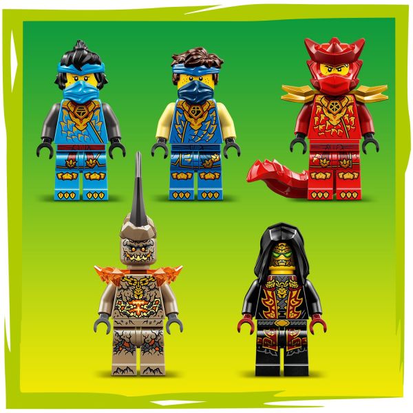 Jay, Nya, dragon form Kai, Earth Monster and Loyalist Leader.