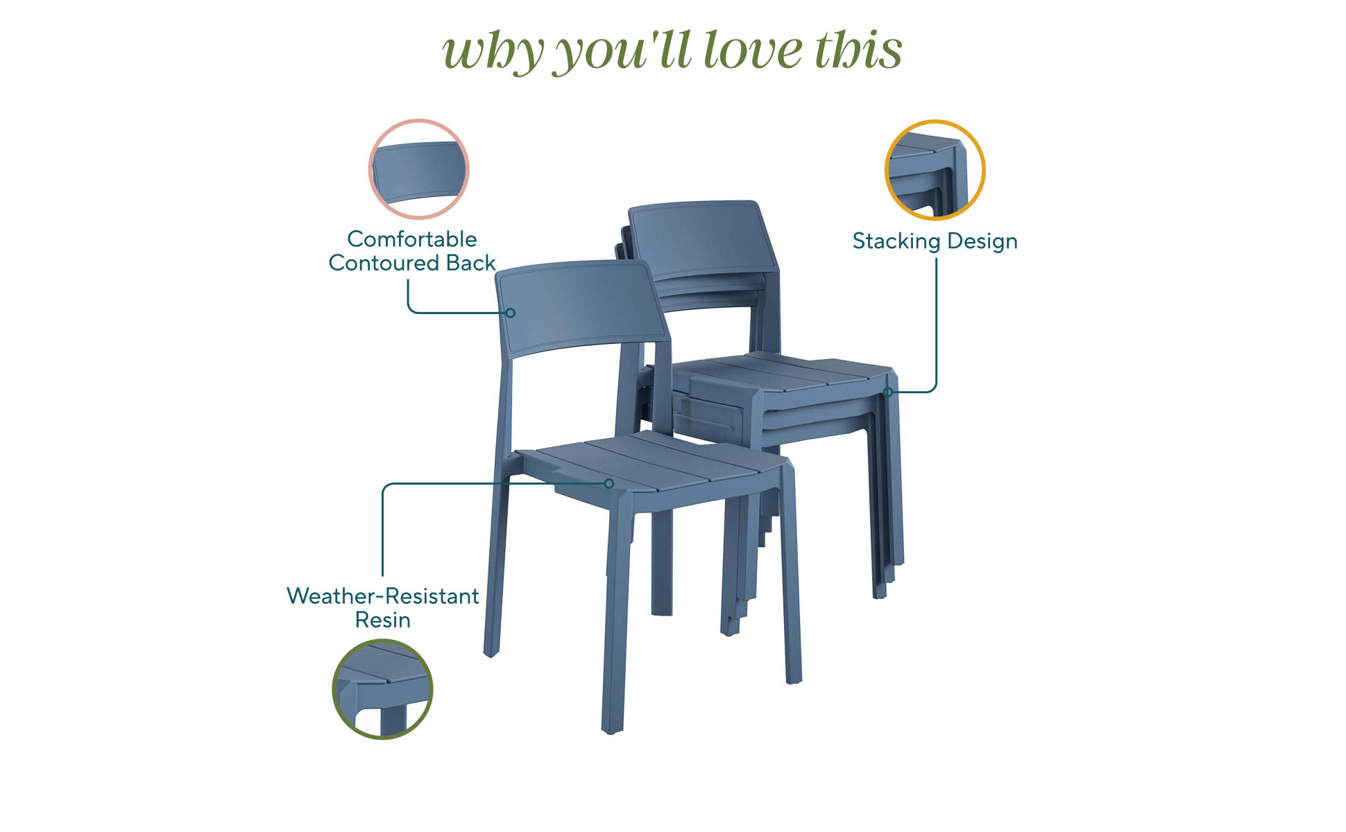 Novogratz Chandler Dining Chairs, Indoor/Outdoor, 4-Pack, French