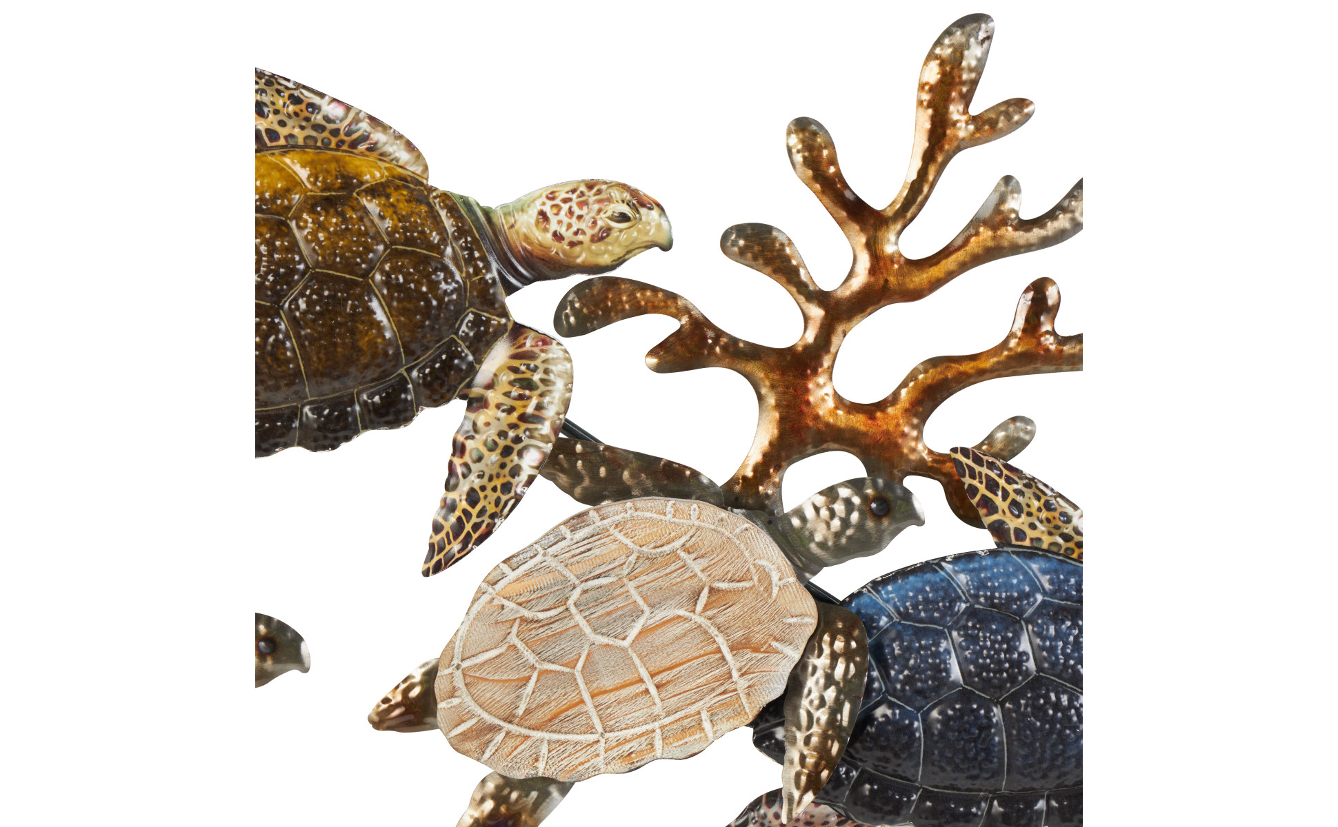 Litton Lane 49 in. x 18 in. Metal Bronze Hammered Turtle Wall