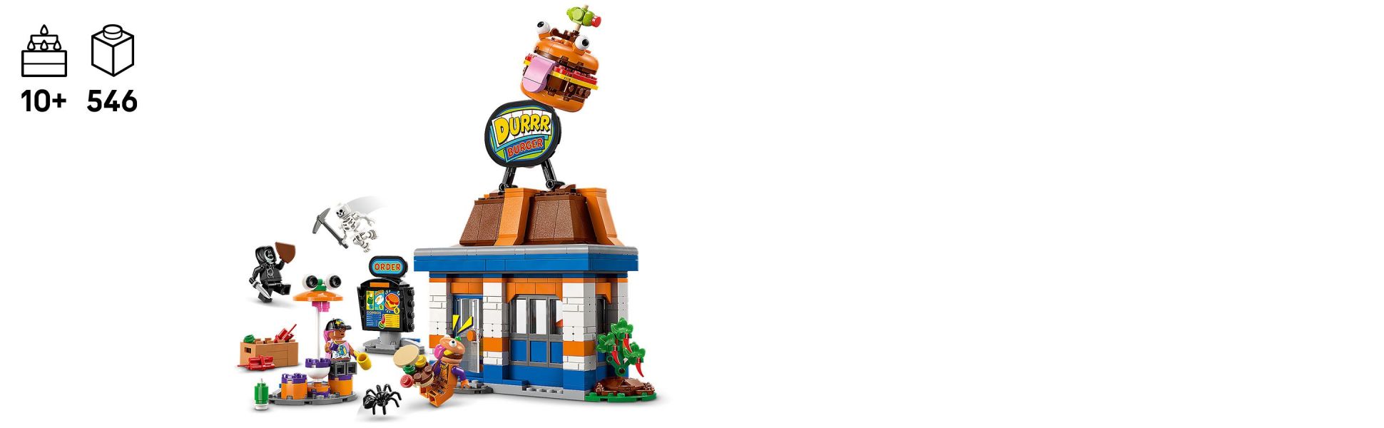 The building set is based on the iconic burger joint in the LEGO Fortnite video game and is modular for customization.