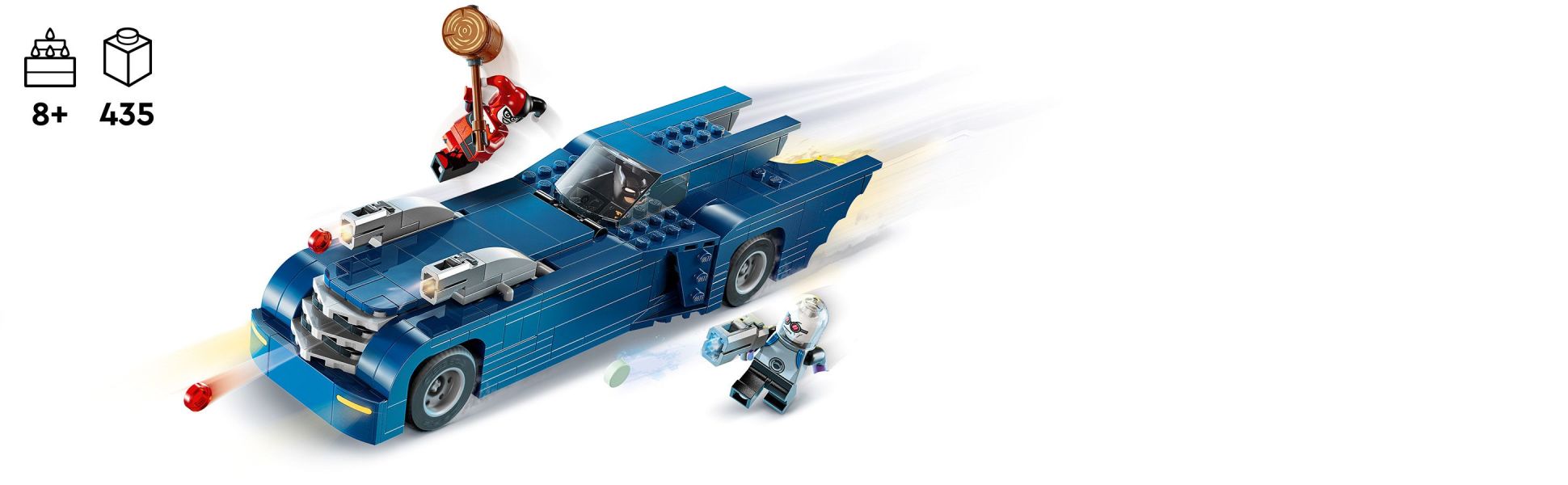 The vehicle has detachable stud launchers on the hood, a lift-up cockpit, control panel and a rotating tailpipe-flame element.