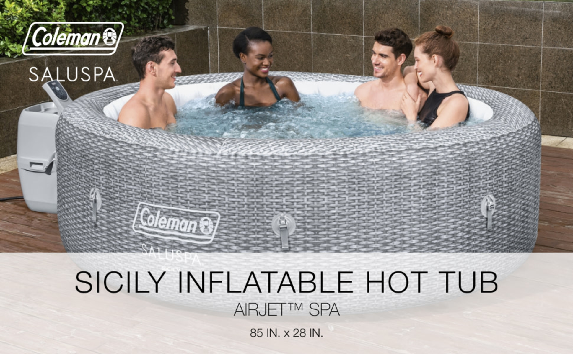 Bestway 7-Person 180-Jet Inflatable Hot Tub with Cover, Pump