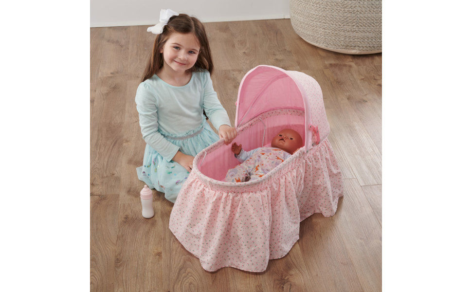 Badger Basket Foldable Doll Rocking Cradle with Hood for Dolls up
