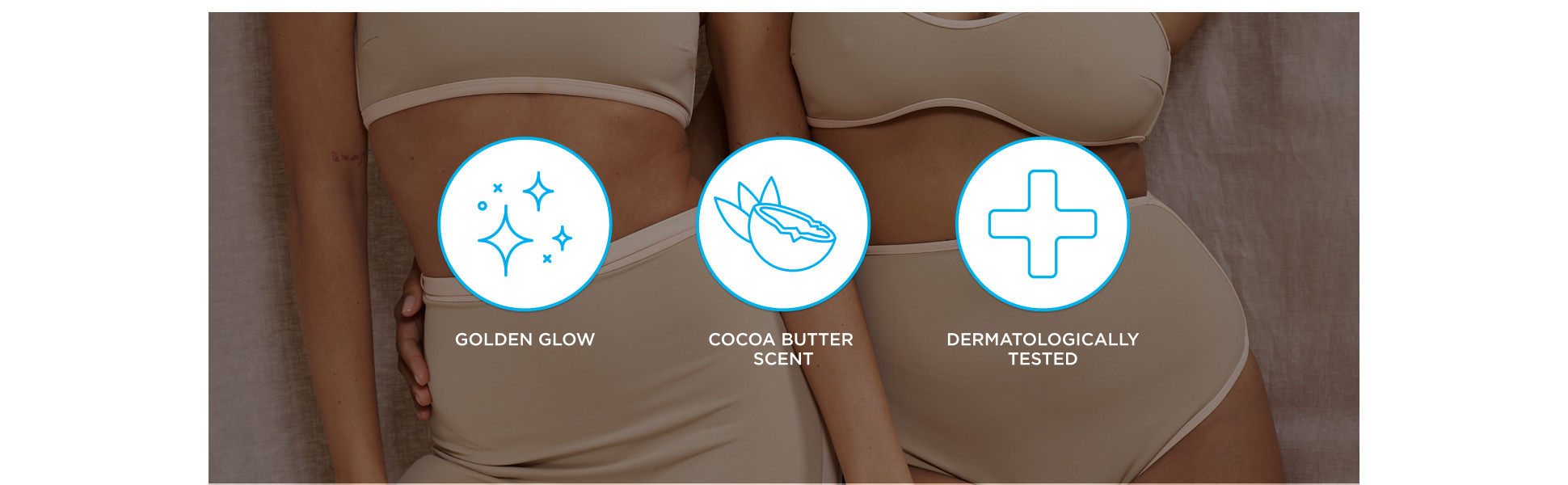 Golden glow with cocoa butter scent.