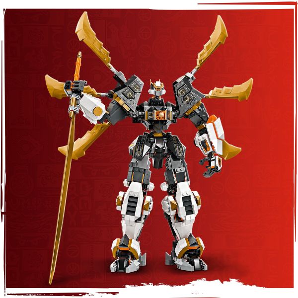 Dragon Mech comes with blade wings and wields a large sword.