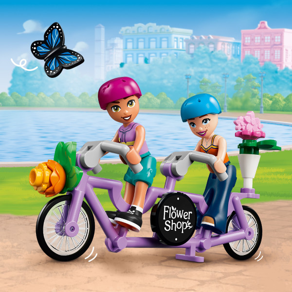 Take a ride on the tandem bike and deliver the blooms.