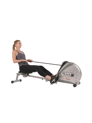 Sunny Health Fitness Elastic Cord Rowing Machine Rower with LCD