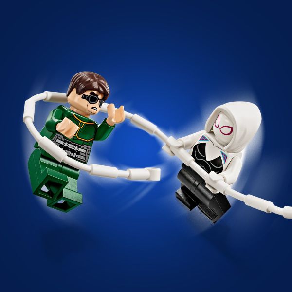 Ghost-Spider gets Doc Ock’s tentacles in a tangle.
