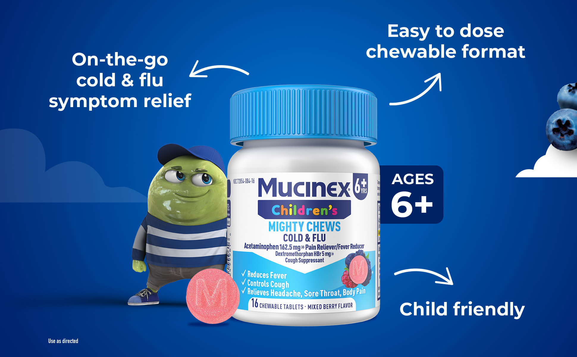 健康アクセサリー minmin Mucinex Children's Mighty Chews Cold and Flu Medicine Medicated