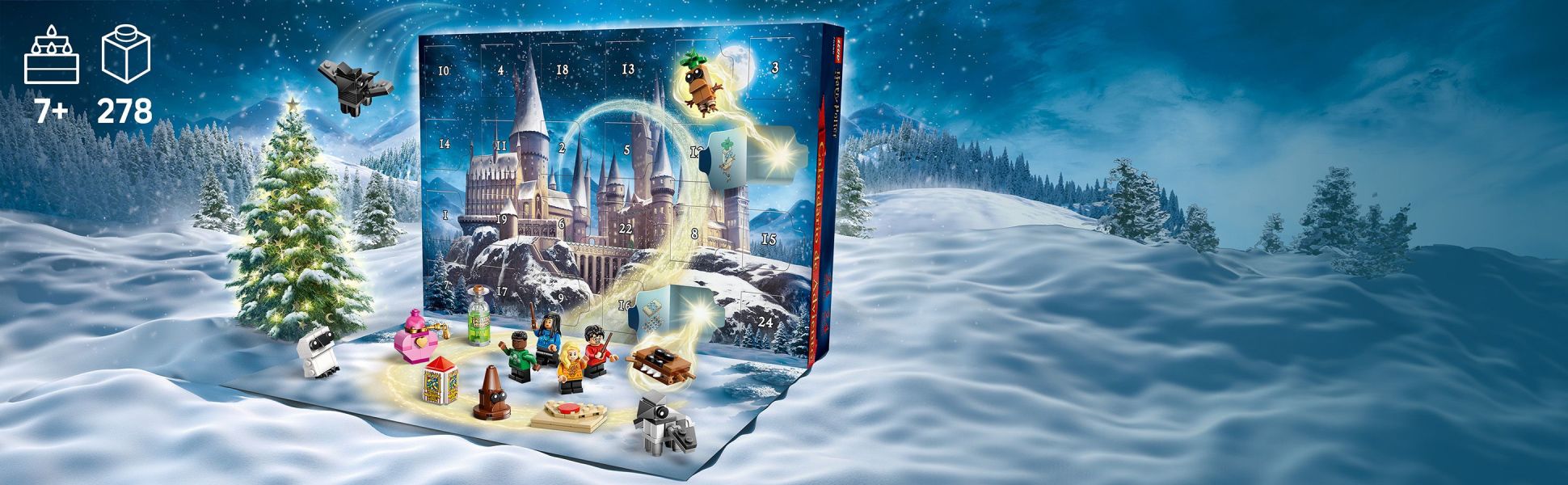 Harry Potter characters in festive clothes, magical creatures, potions, snacks and more to inspire creative play every day.