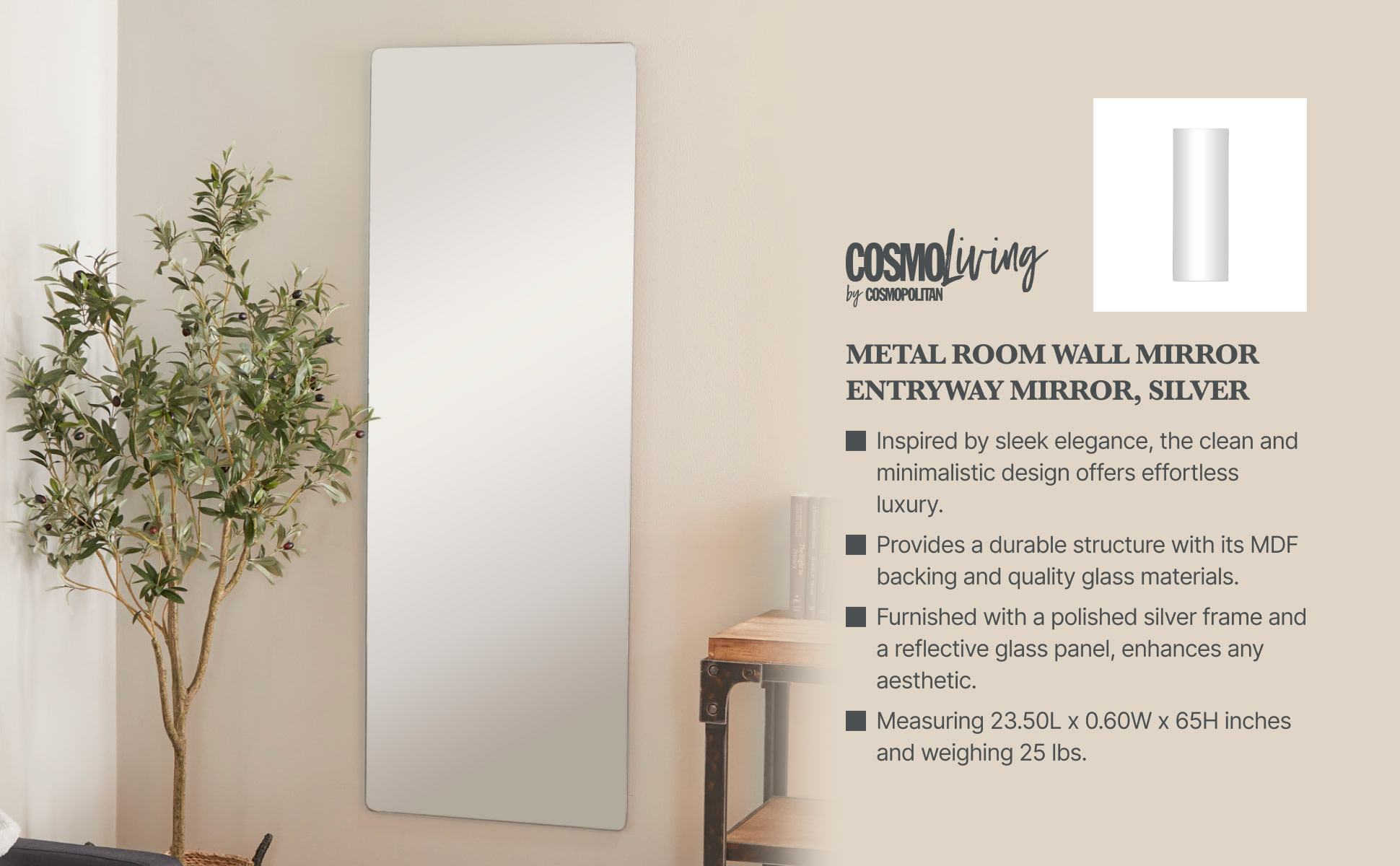 CosmoLiving by Cosmopolitan 65 in. x 24 in. Rectangle Frameless