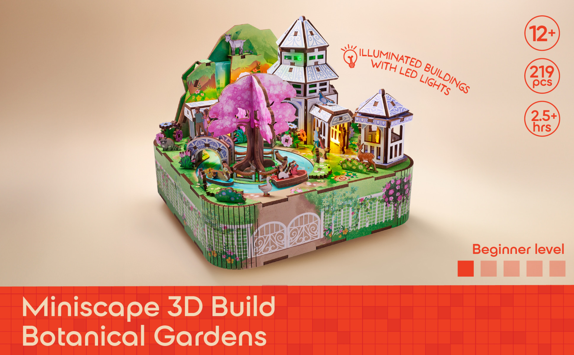 Arkitec 219-Piece Botanical Gardens Miniscape 3D Build Wooden
