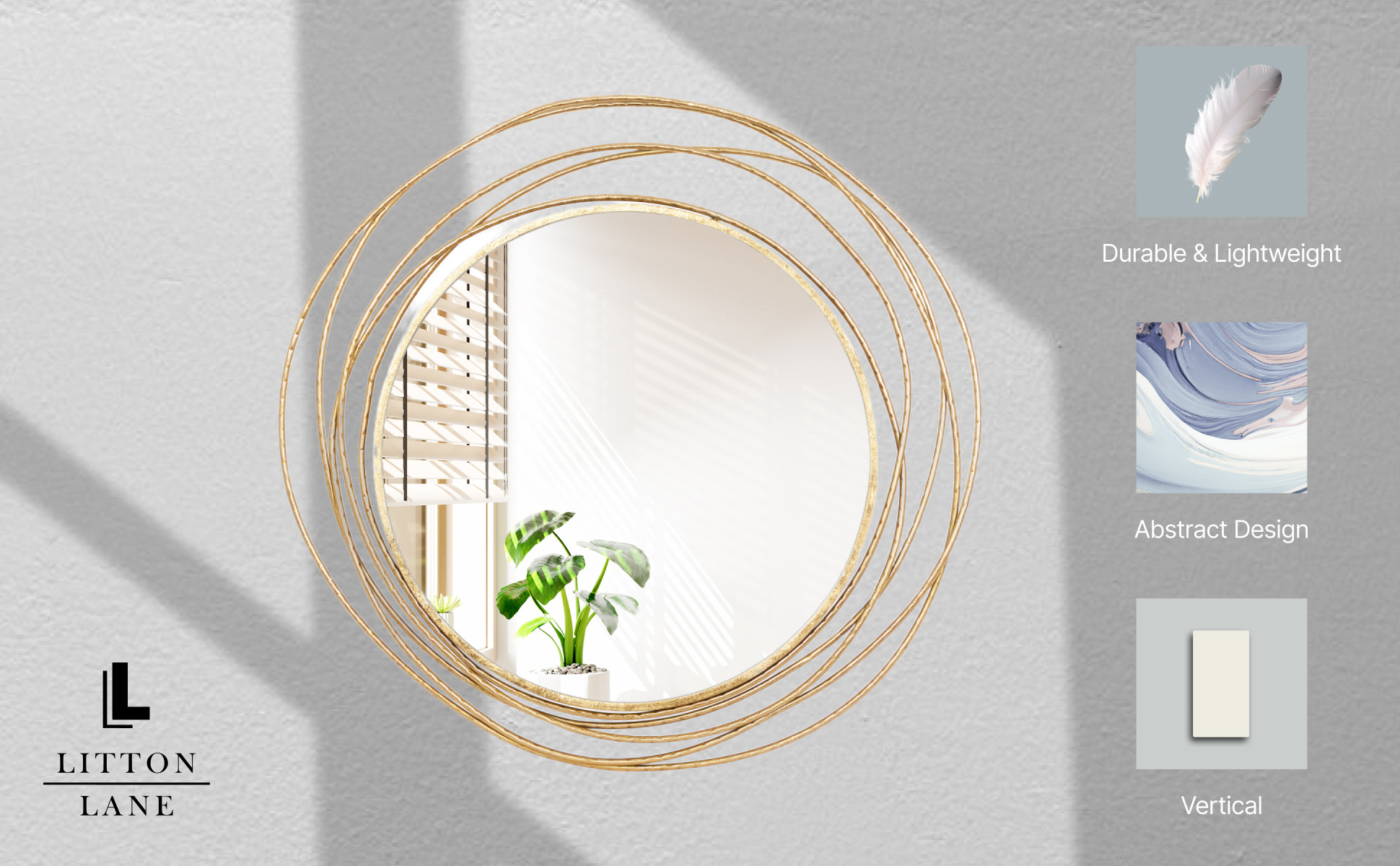 Litton Lane 38 in. x 40 in. Round Framed Gold Wall Mirror Litton Lane 38 in. x 40 in. Round Framed Gold Wall Mirror