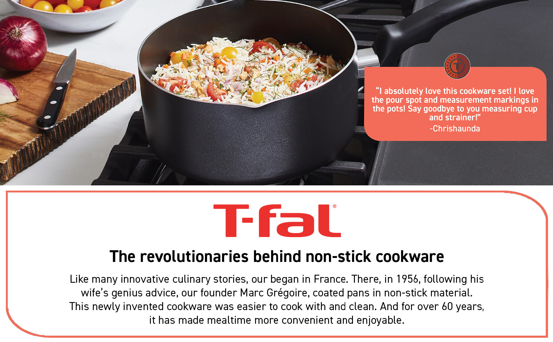 T-FAL T-fal Culinaire Nonstick Cookware, 2 piece Fry Pan Set, 8 & 10.5  inch, Red B060S264