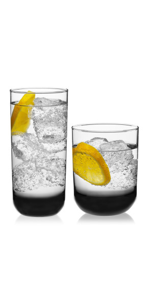 Libbey Polaris 16-Piece Tumbler and Rocks Glass Set, Smoke