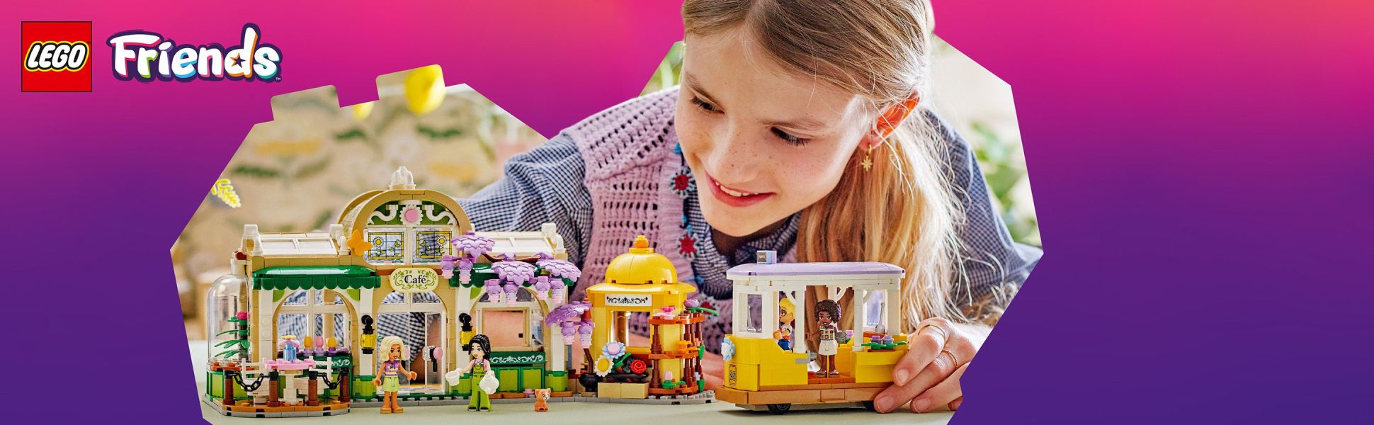 Uncover storytelling inspiration as kids build a flower shop and café scene, plus a streetcar, then play with characters.