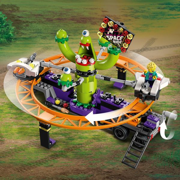 LEGO City Space Ride Amusement Truck Toy, 60813 Gift Idea for Kids 6 Plus  Years Old with Trailer, Alien Roller Coaster and 3 Fairground Minifigures