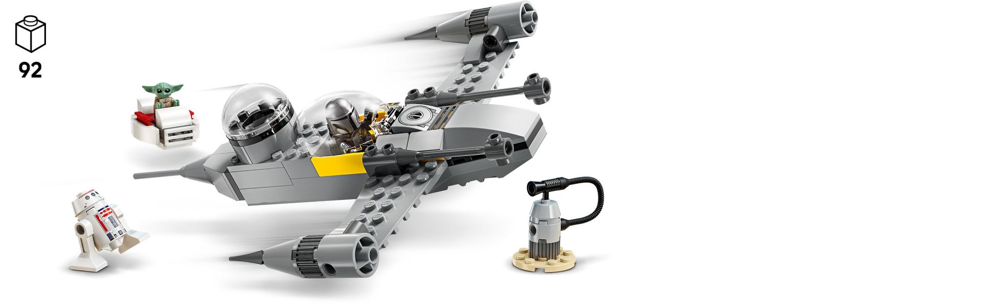 The large Starter Brick helps to make building the N-1 Starfighter a fast and fun creative experience for young kids.