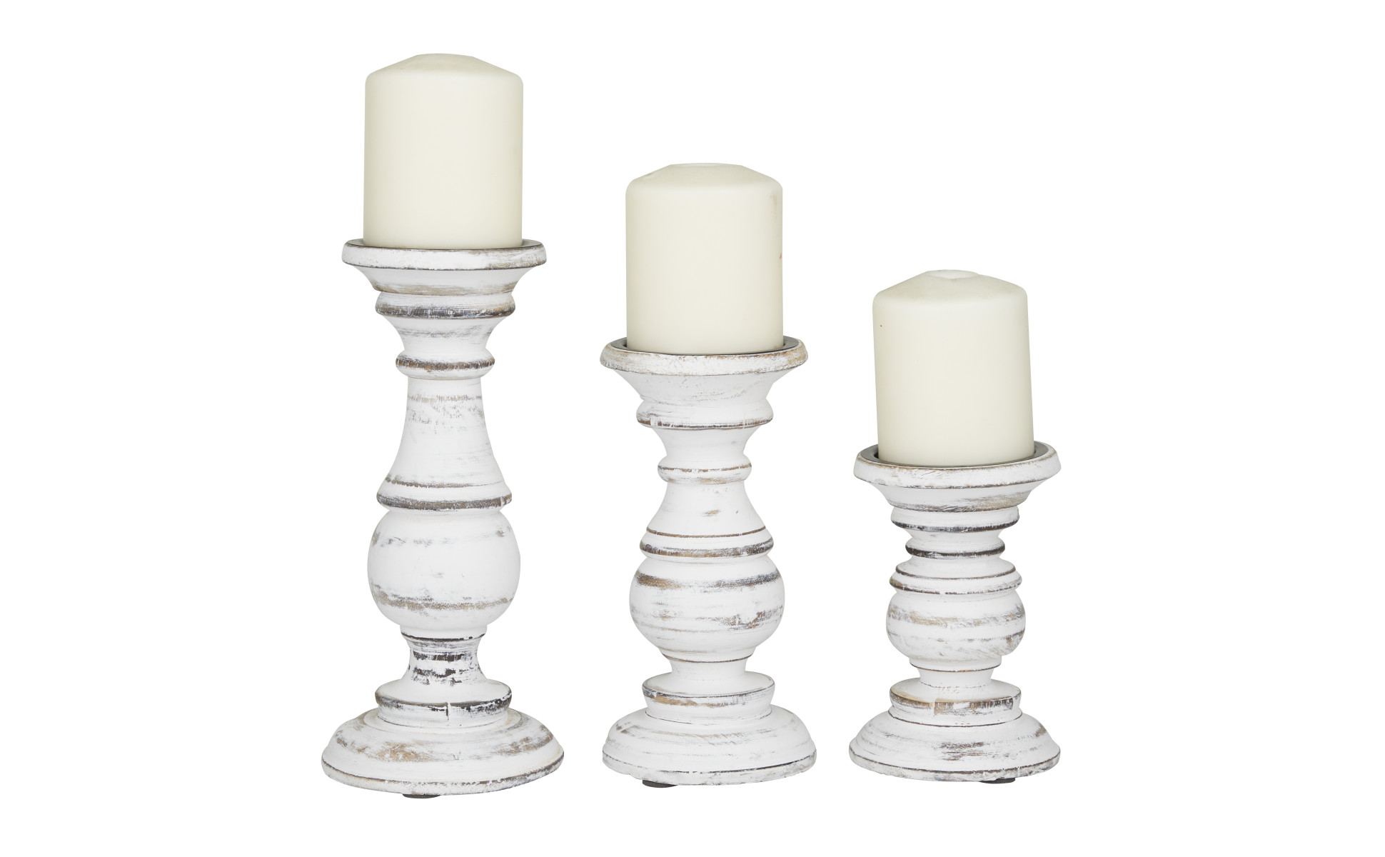 Romadedi Wood Candle Holders For Pillar - Set Of 3 Tall Rustic Vintage Wooden Candlestick Holder, Farmhouse Candle Stand For Fireplace Mantle Shelf Table Retro Home Decor, Dark Brown, 3.9"/6"/ 8.3