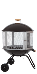 Fire Sense Solid Base Revolver Wood Burning Fire Pit with Wooden Top, Black