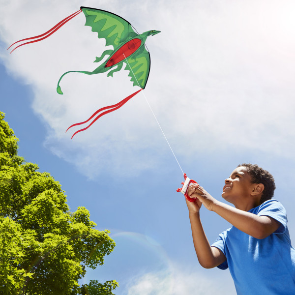 52inch x 63inch New Fiery Dragon Kite Single Line with Tail Good Flying as  Gift