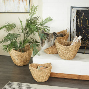 Zentique Rectangular Handmade Wicker Seagrass Woven Over Metal Small Baskets  with Handles ZENGN-B25 S - The Home Depot