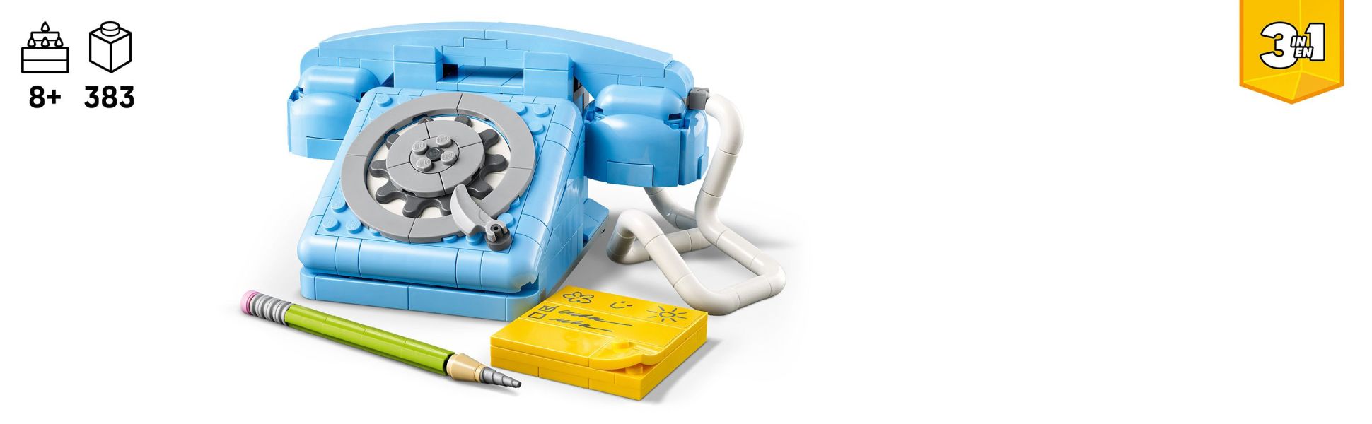 Kids can enjoy a rewarding building experience before displaying or playing out stories with 3 retro phone model sets.