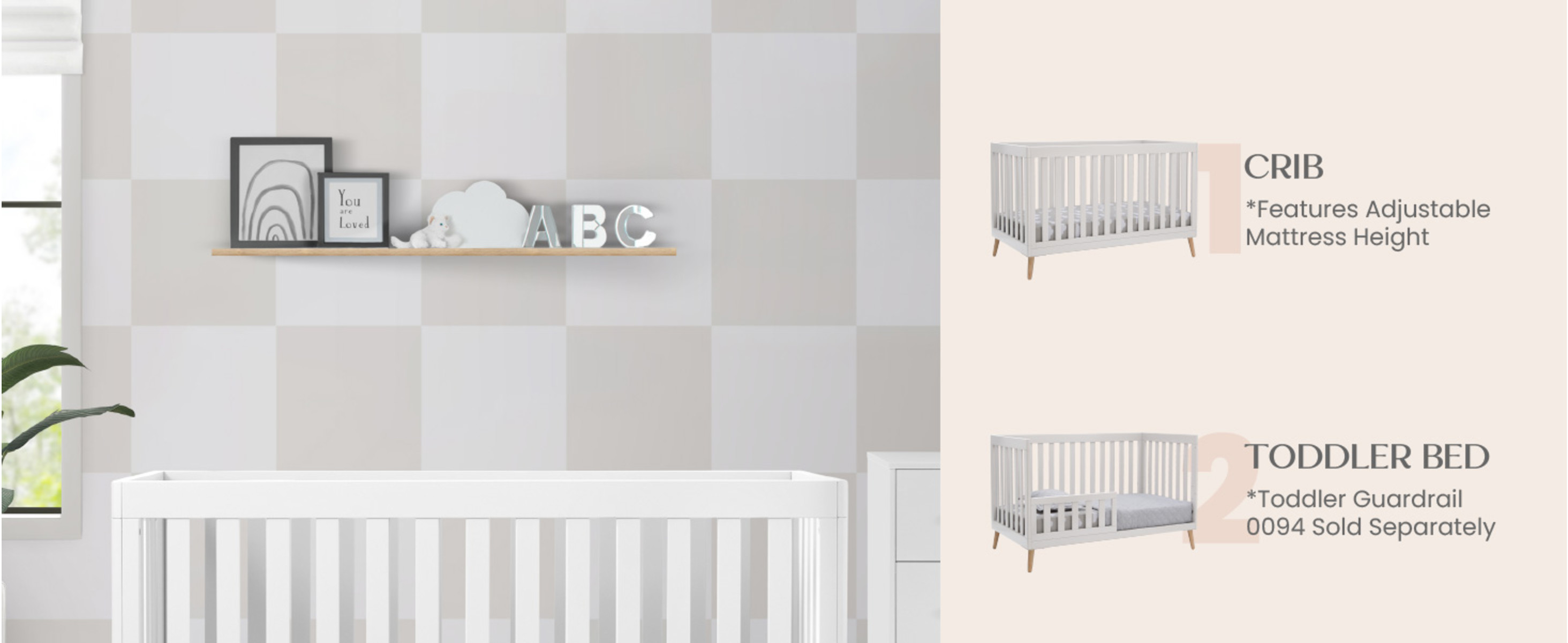 Delta Children Essex 4-in-1 Convertible Baby Crib, Bianca White