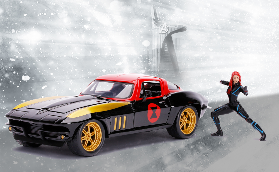 ミニカー 1966 CHEVY CORVETTE w/ BLACK WIDOW Amazon.com: Marvel 1:24 1966 Chevy Corvette Die-cast Car